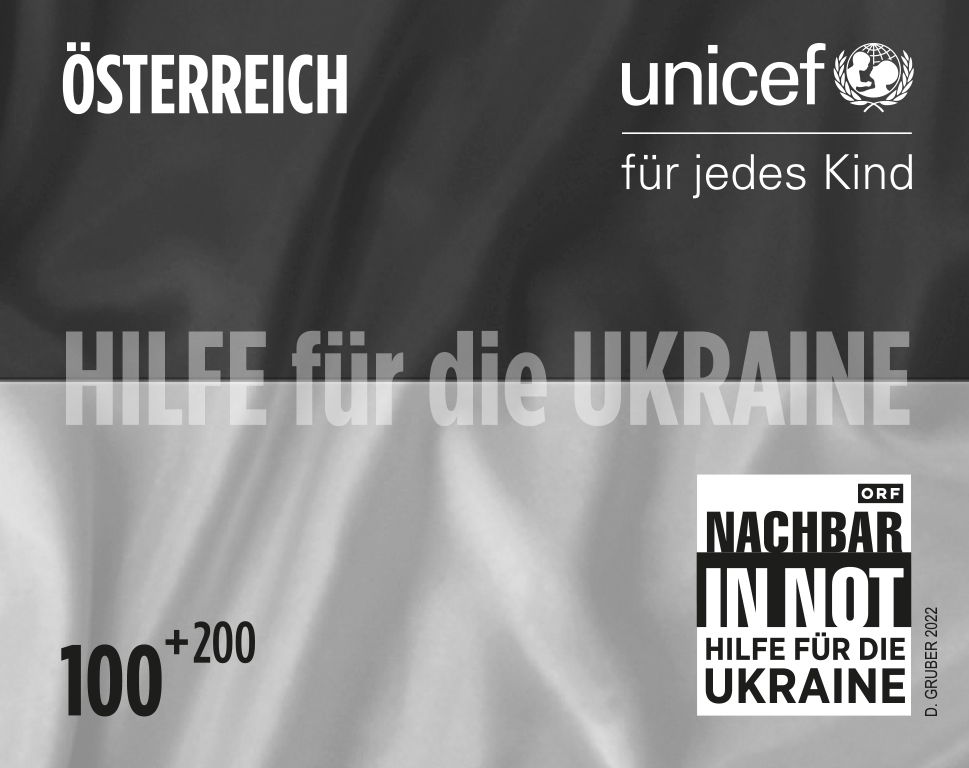Black print of Together for Peace in Ukraine stamp of Austria 2022
