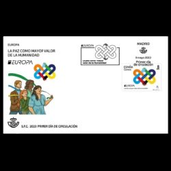 PEACE - The Highest Value of Humanity, EUROPA 2023, postmark of Spain