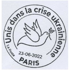 Support for Ukraibe on postmark of France 2022