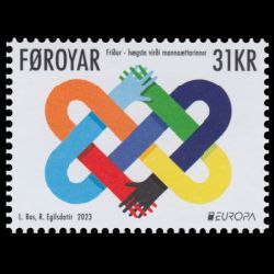 PEACE - The Highest Value of Humanity, EUROPA 2023, stamp of Faroe Islands