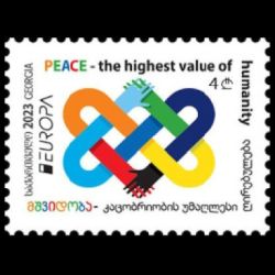 PEACE - The Highest Value of Humanity, EUROPA 2023, stamp of Georgia