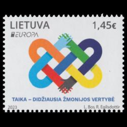 PEACE - The Highest Value of Humanity, EUROPA 2023, stamp of Lithuania